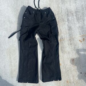 Black Cargo Pants with White Speckles